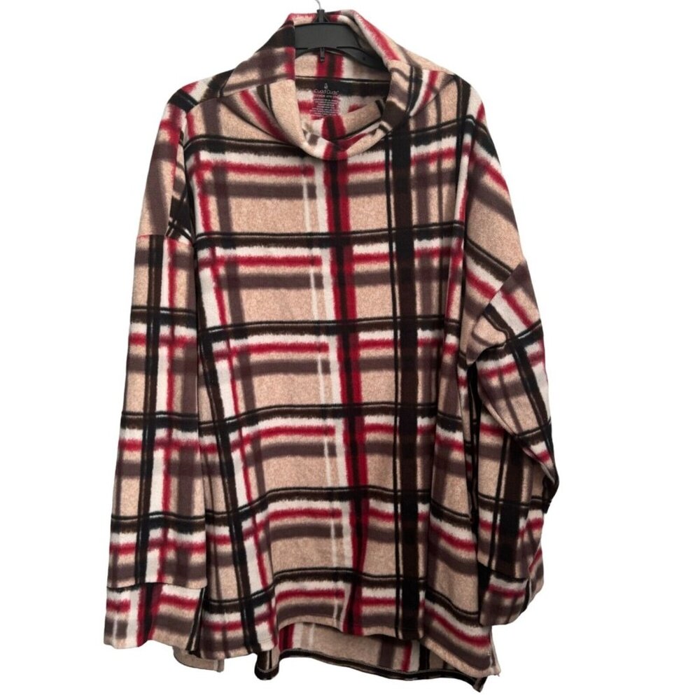Cuddl Duds Women's Plaid Fleecewear With Stretch Top 3X Polyester & Spandex